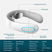 Pulse Neck Massager Electric Smart EMS Cervical Massagers TENS Pain Relief Relaxation Muscle Kneading Massage