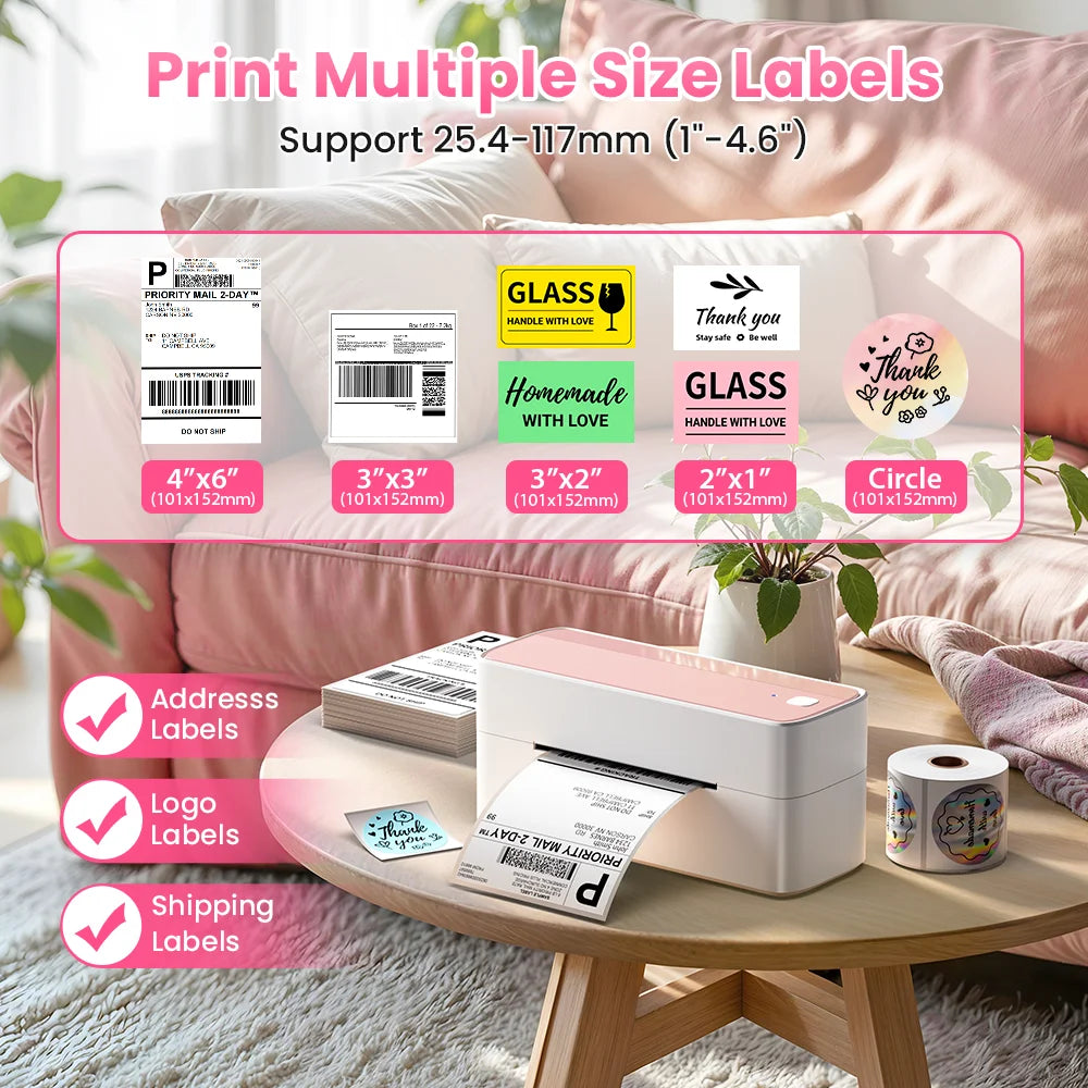 Phomemo 241 Bluetooth Thermal Label Printer Wireless Small Shipping Label Printer 4X6 Compatible with iPhone Android Mac Window